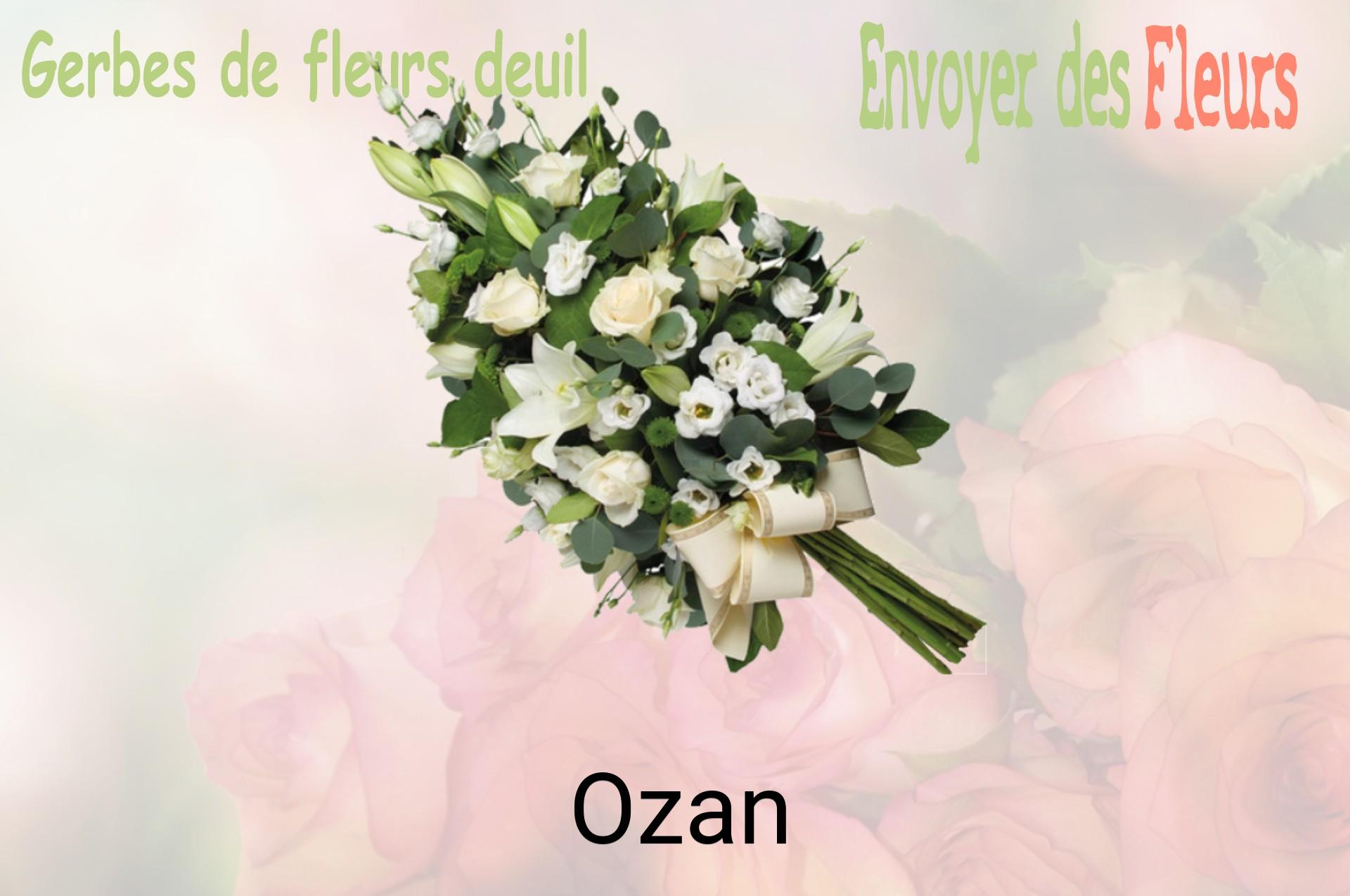 Gerbe de fleurs de deuil livrée à Ozan